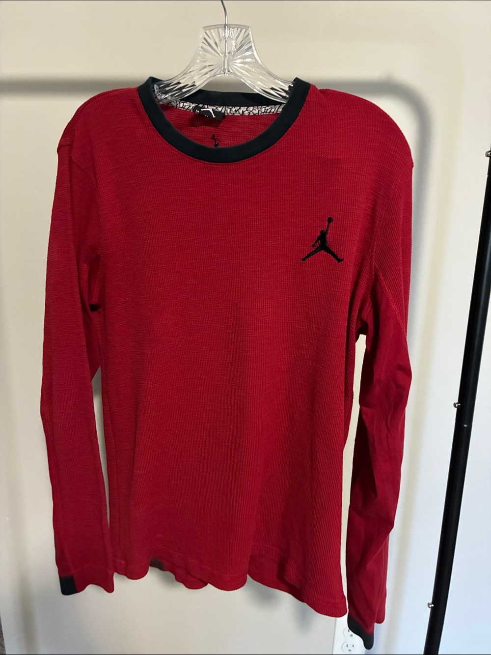 Jordan Red Long Sleeve Shirt with Black Trim